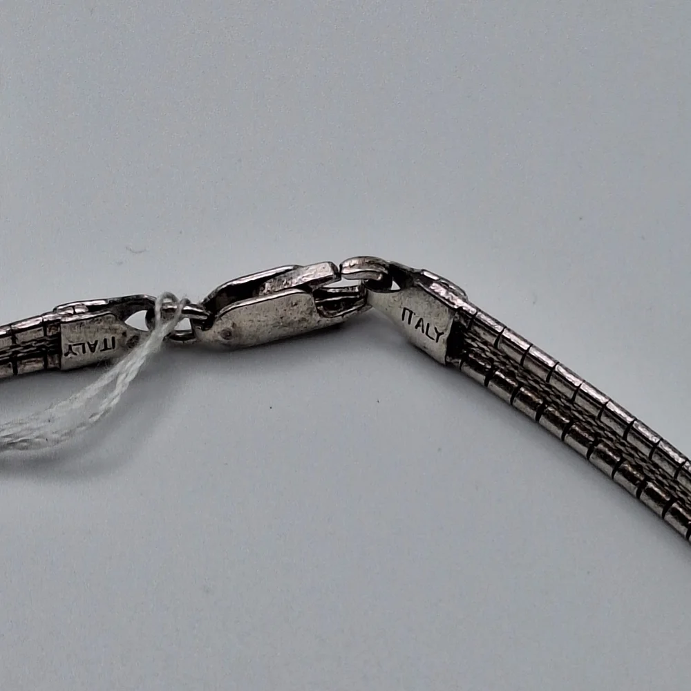 Vtg Sterling Silver 925 Italy Omega Panel Choker Collar Necklace 27.4g 16" 6mm - Picture 5 of 12